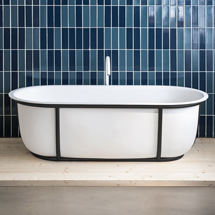 Ванна отдельностоящая 165x78.5x52 см, с черной металлической структурой, цвет: белый арт. AVAS1079ZE Agape Cuna