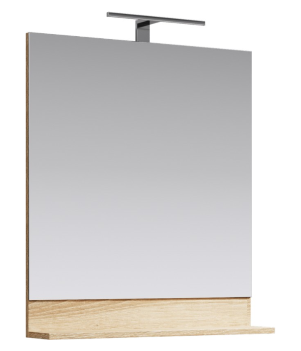 Зеркало 70см с полочкой, светодиодным светильником и выключателем. Foster арт. FOS0207DS AQWELLA